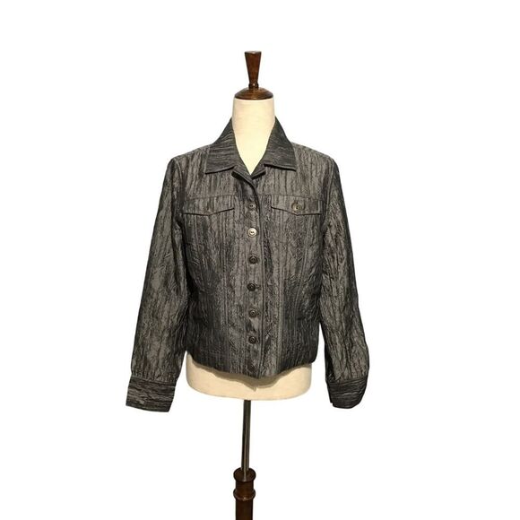 Chico’s Medium Gray Button-Up Jacket w/ Pockets Sz 1 (8) - Picture 1 of 7